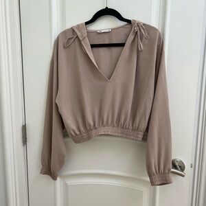 Zara cropped long sleeve hooded top
